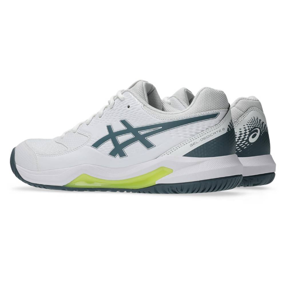 Asics Gel Dedicate 8 Wide Men's Tennis Shoe (White/Ironclad) - RacquetGuys.ca