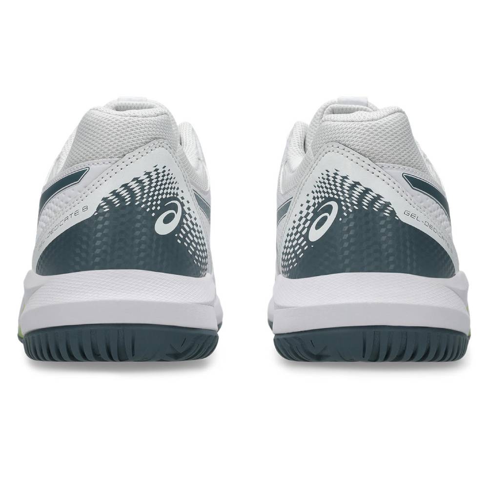 Asics Gel Dedicate 8 Wide Men's Tennis Shoe (White/Ironclad) - RacquetGuys.ca