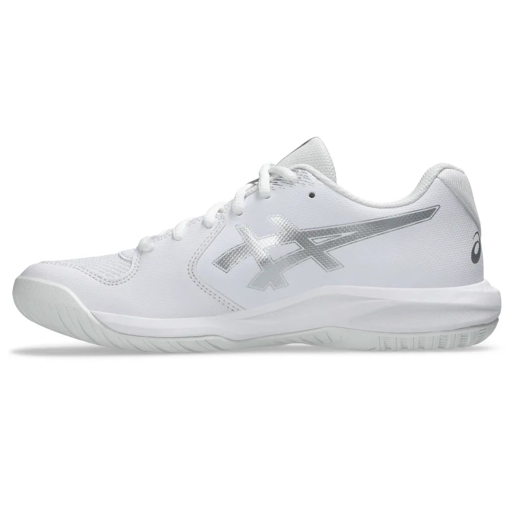 Asics Gel Dedicate 9 Women's Tennis Shoe (White/Pure Silver) - RacquetGuys.ca