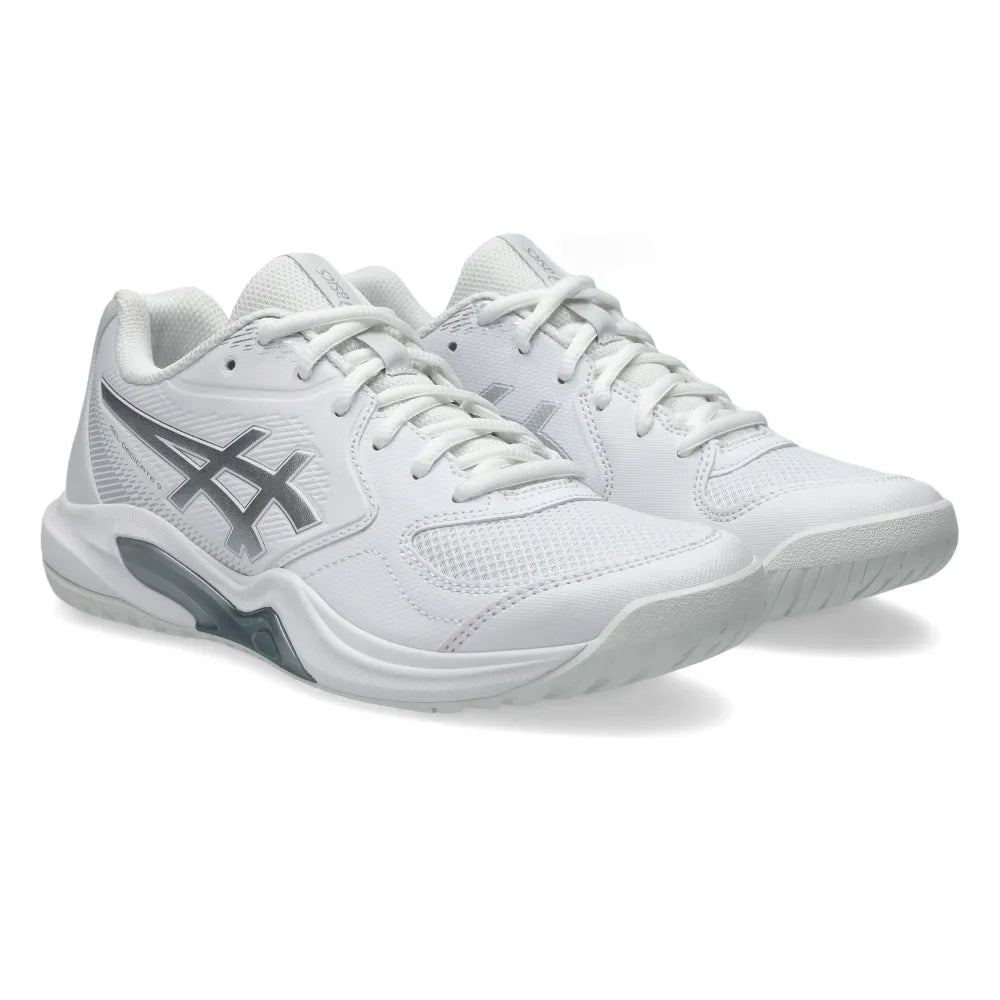 Asics Gel Dedicate 9 Women's Tennis Shoe (White/Pure Silver) - RacquetGuys.ca