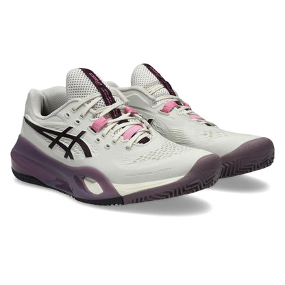 Asics Gel Resolution X Clay Women's Tennis Shoe (Soft Oat/Dark Aubergine) - RacquetGuys.ca