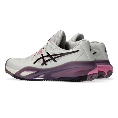 Asics Gel Resolution X Clay Women's Tennis Shoe (Soft Oat/Dark Aubergine) - RacquetGuys.ca