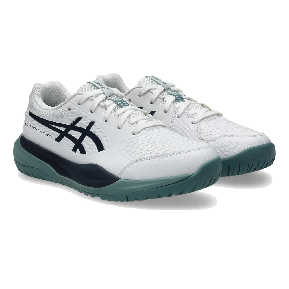 Asics Gel Resolution X GS Junior Tennis Shoe (White/Midnight) - RacquetGuys.ca