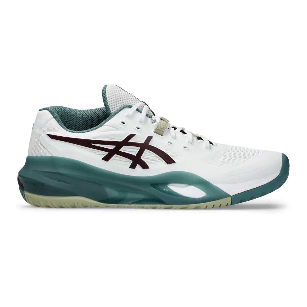 Asics Gel Resolution X Men's Tennis Shoe (White/Dark Aubergine) - RacquetGuys.ca
