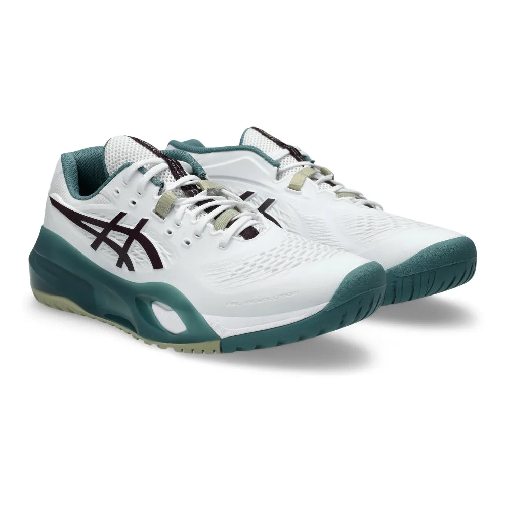 Asics Gel Resolution X Men's Tennis Shoe (White/Dark Aubergine) - RacquetGuys.ca