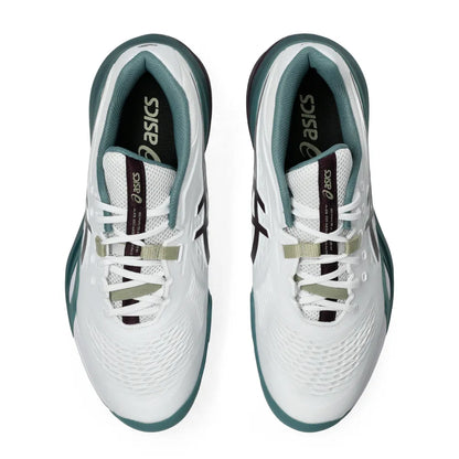Asics Gel Resolution X Men's Tennis Shoe (White/Dark Aubergine) - RacquetGuys.ca