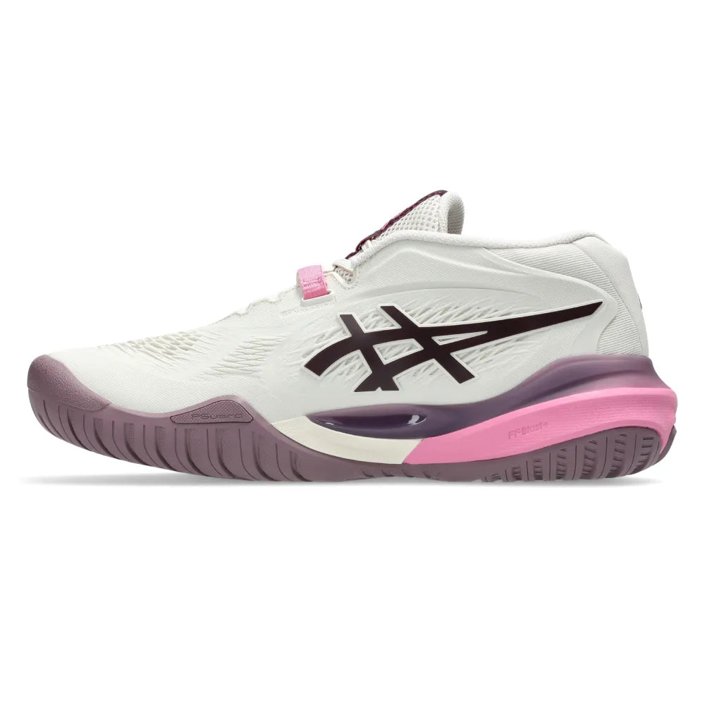 Asics Gel Resolution X Women's Tennis Shoe (Soft Oat/Dark Aubergine) - RacquetGuys.ca