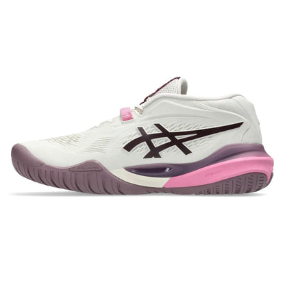 Asics Gel Resolution X Women's Tennis Shoe (Soft Oat/Dark Aubergine) - RacquetGuys.ca