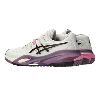 Asics Gel Resolution X Women's Tennis Shoe (Soft Oat/Dark Aubergine) - RacquetGuys.ca