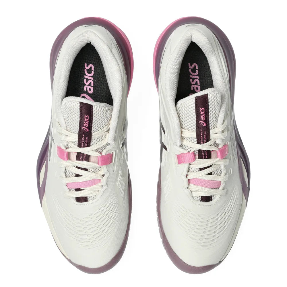 Asics Gel Resolution X Women's Tennis Shoe (Soft Oat/Dark Aubergine) - RacquetGuys.ca