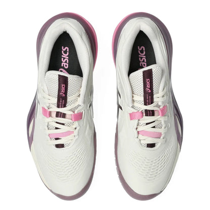 Asics Gel Resolution X Women's Tennis Shoe (Soft Oat/Dark Aubergine) - RacquetGuys.ca