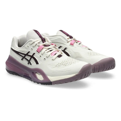 Asics Gel Resolution X Women's Tennis Shoe (Soft Oat/Dark Aubergine) - RacquetGuys.ca