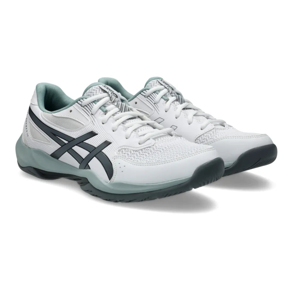 Asics Gel Rocket 12 Men's Indoor Court Shoe (White/Steel Grey) - RacquetGuys.ca