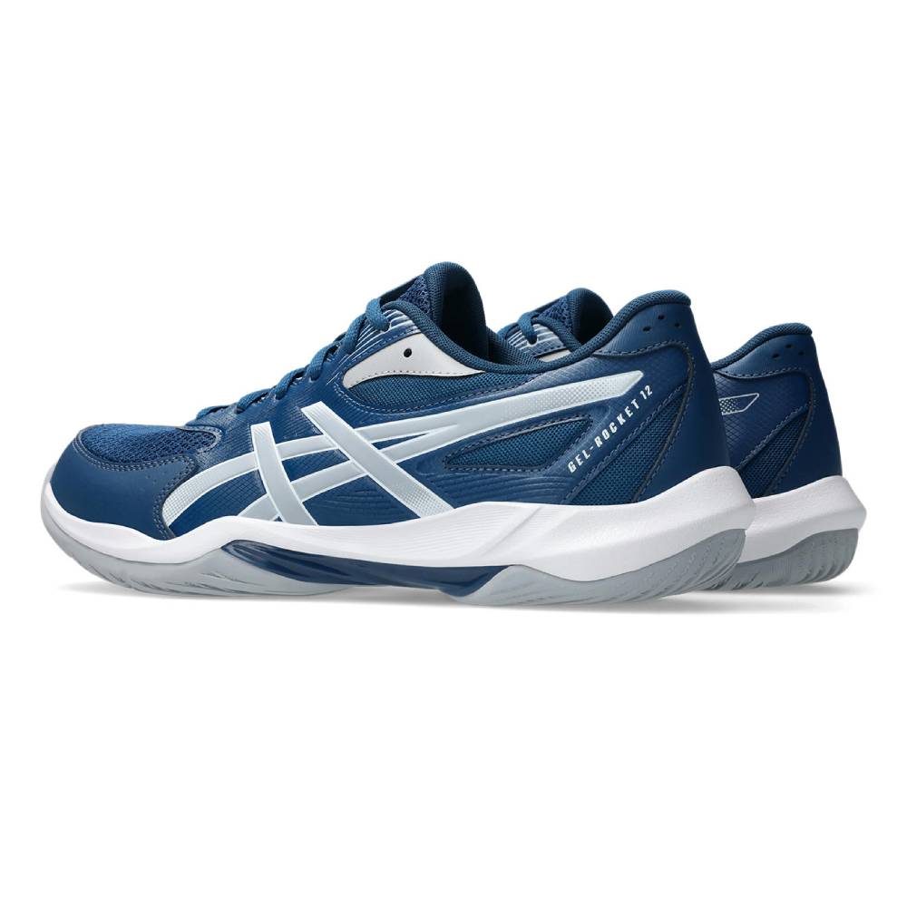 Asics Gel Rocket 12 Wide Men's Indoor Court Shoe (Mako Blue/Piedmont Grey) - RacquetGuys.ca