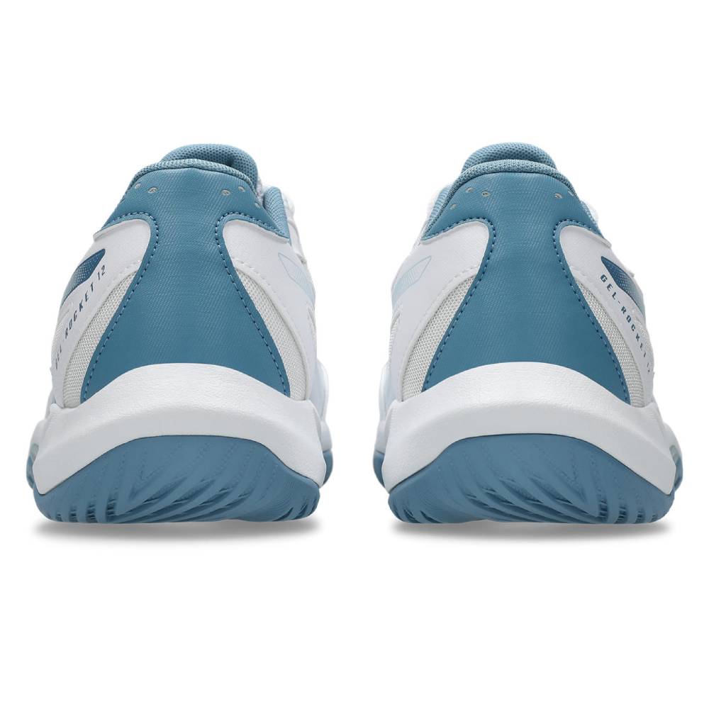 Asics Gel Rocket 12 Wide Men's Indoor Court Shoe (White/Cool Grey) - RacquetGuys.ca