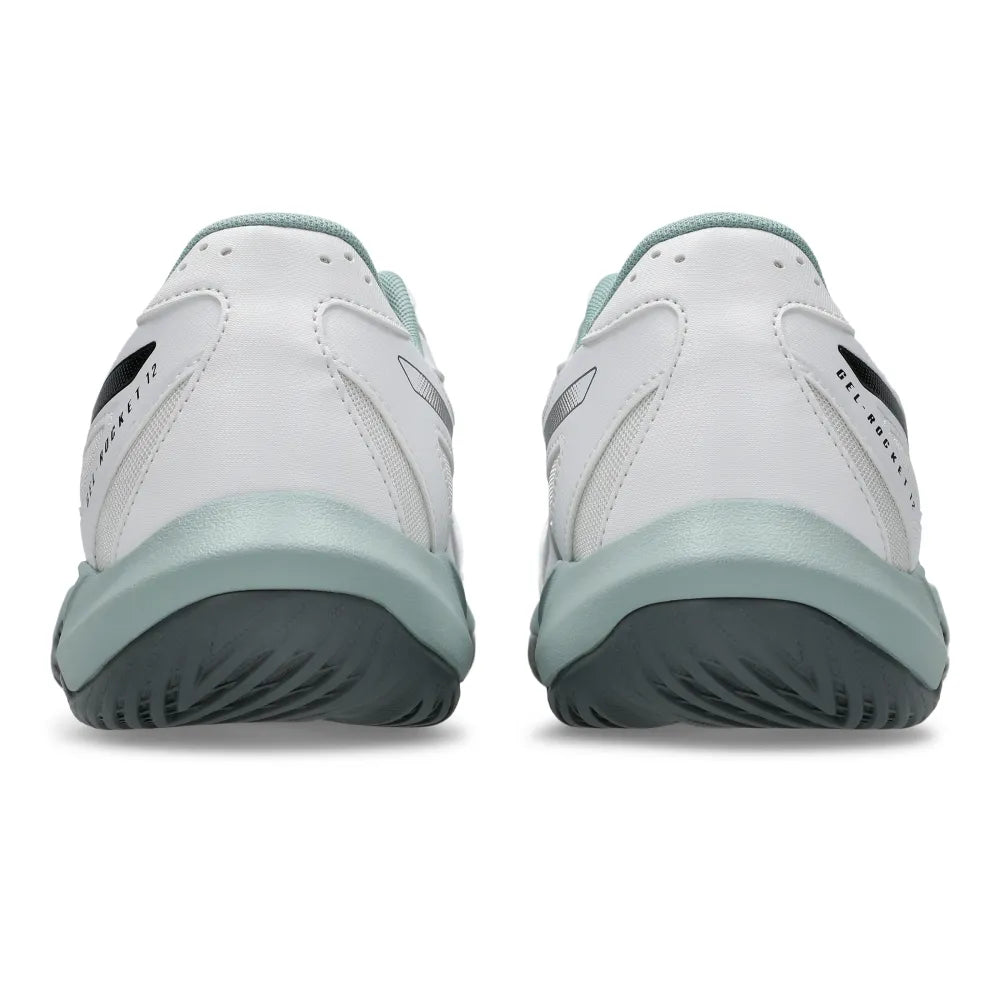 Asics Gel Rocket 12 Wide Men's Indoor Court Shoe (White/Steel Grey) - RacquetGuys.ca