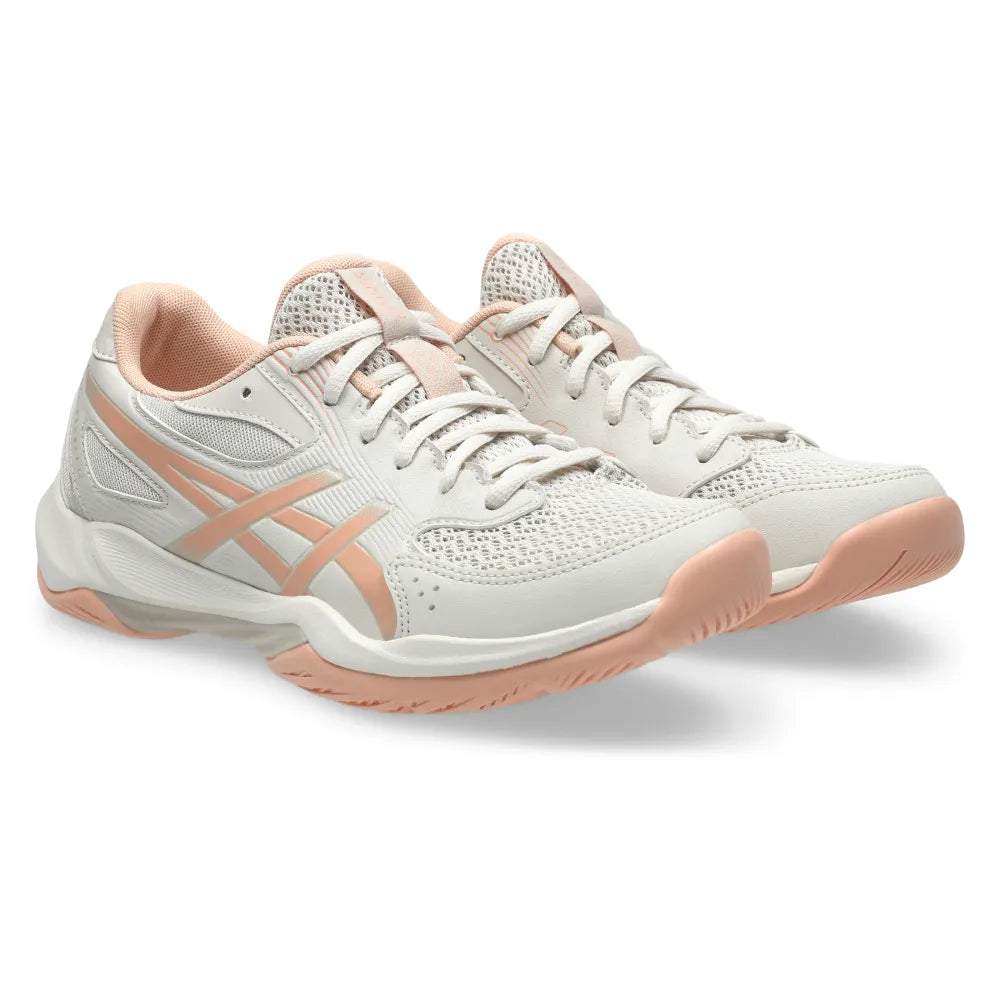 Asics Gel Rocket 12 Women's Indoor Court Shoe (Soft Oat/Cantaloupe) - RacquetGuys.ca