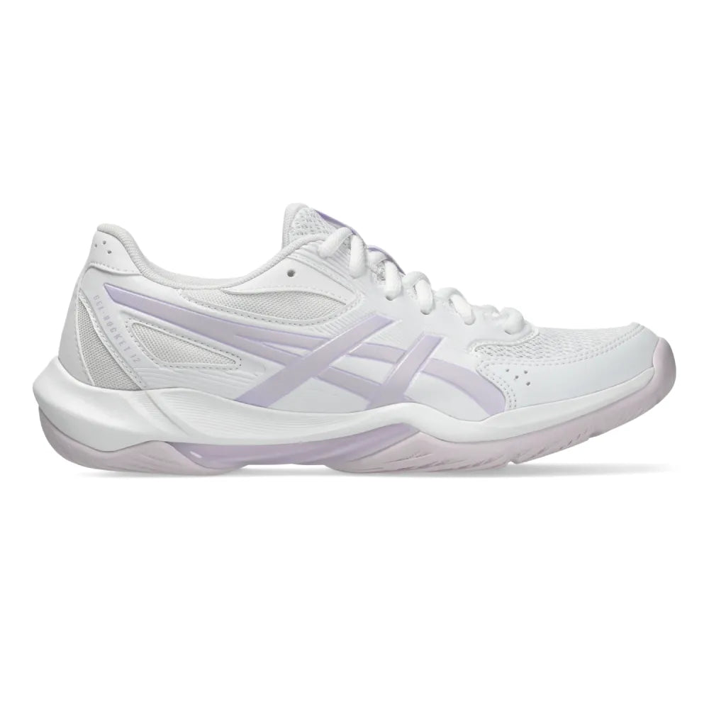Asics Gel Rocket 12 Women's Indoor Court Shoe (White/Dahlia) - RacquetGuys.ca