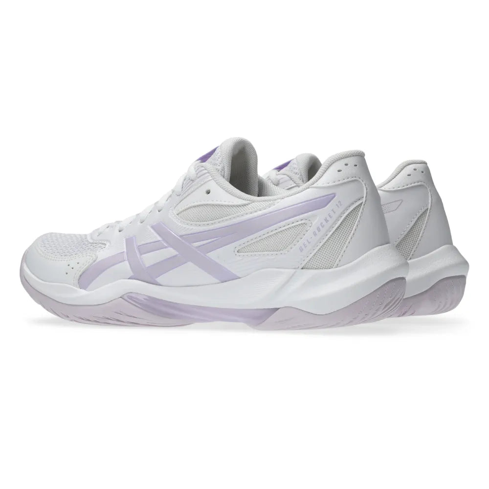 Asics Gel Rocket 12 Women's Indoor Court Shoe (White/Dahlia) - RacquetGuys.ca
