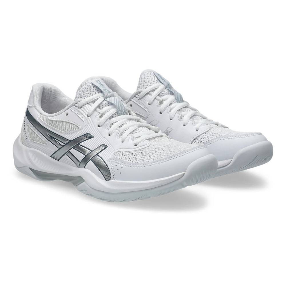 Asics Gel Rocket 12 Women's Indoor Court Shoe (White/Pure Silver) - RacquetGuys.ca