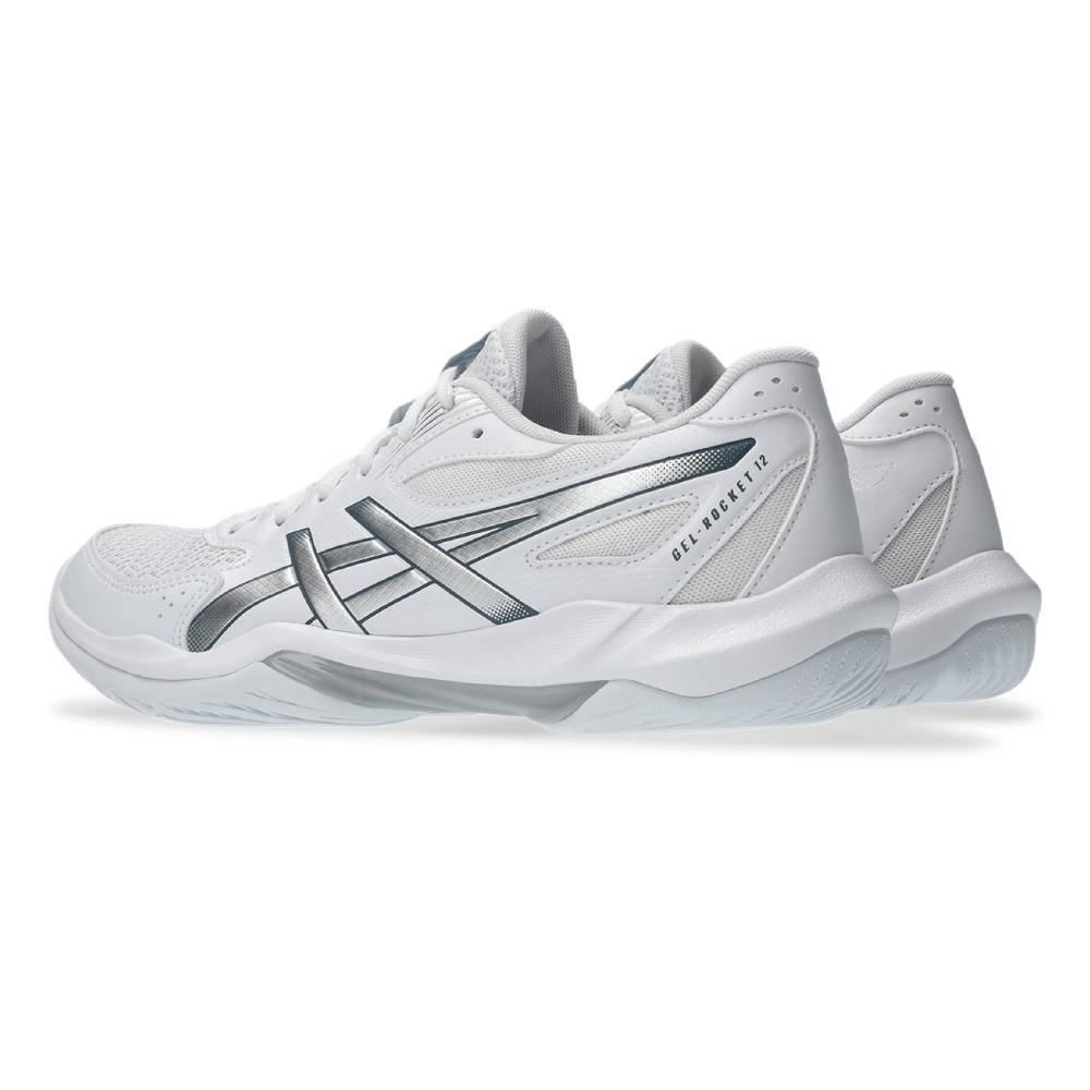 Asics Gel Rocket 12 Women's Indoor Court Shoe (White/Pure Silver) - RacquetGuys.ca
