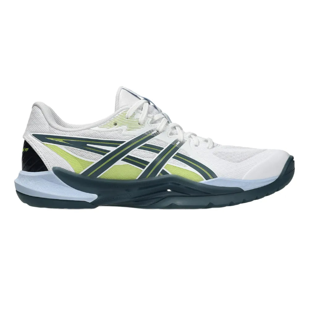 Asics Powerbreak FF Men's Indoor Court Shoe (White/Raw Indigo) - RacquetGuys.ca