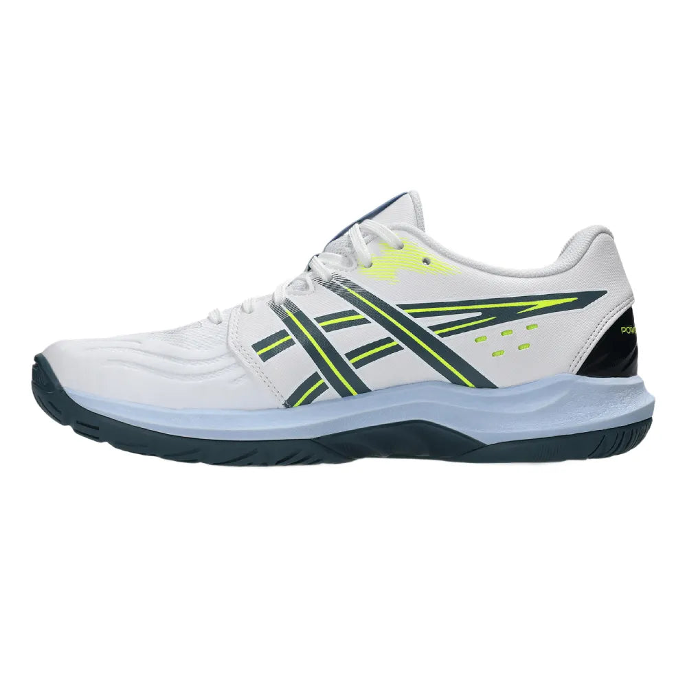 Asics Powerbreak FF Men's Indoor Court Shoe (White/Raw Indigo) - RacquetGuys.ca
