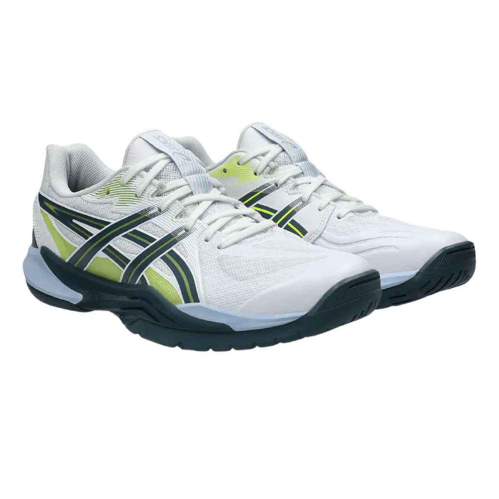 Asics Powerbreak FF Men's Indoor Court Shoe (White/Raw Indigo) - RacquetGuys.ca