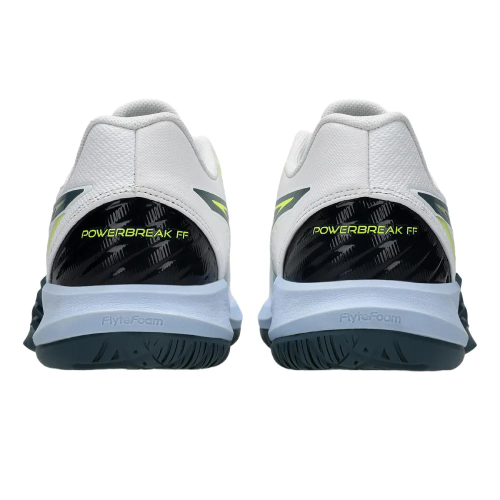 Asics Powerbreak FF Men's Indoor Court Shoe (White/Raw Indigo) - RacquetGuys.ca