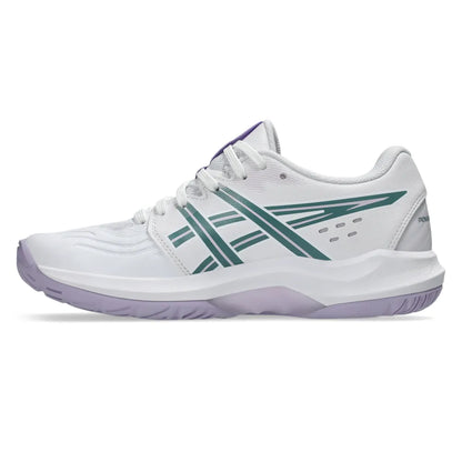 Asics Powerbreak FF Women's Indoor Court Shoe (White/Foggy Teal) - RacquetGuys.ca