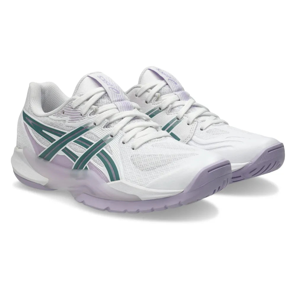 Asics Powerbreak FF Women's Indoor Court Shoe (White/Foggy Teal) - RacquetGuys.ca