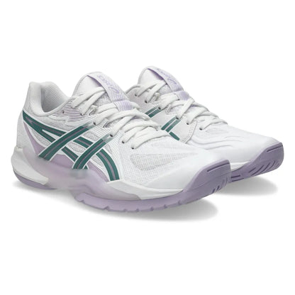 Asics Powerbreak FF Women's Indoor Court Shoe (White/Foggy Teal) - RacquetGuys.ca
