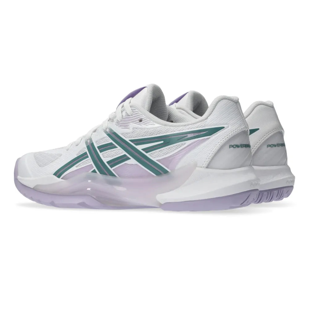 Asics Powerbreak FF Women's Indoor Court Shoe (White/Foggy Teal) - RacquetGuys.ca