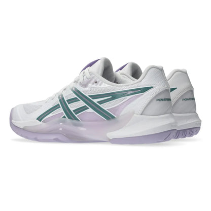 Asics Powerbreak FF Women's Indoor Court Shoe (White/Foggy Teal) - RacquetGuys.ca