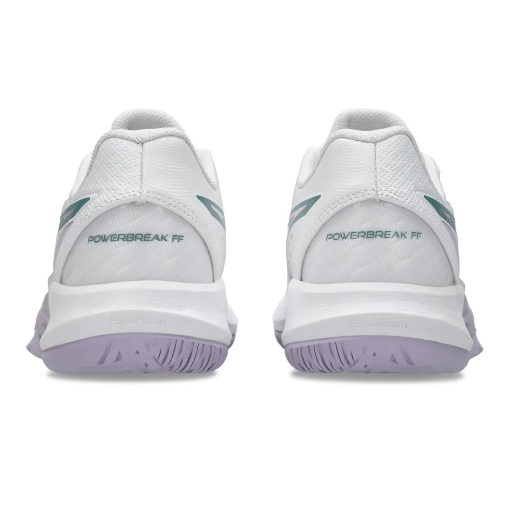 Asics Powerbreak FF Women's Indoor Court Shoe (White/Foggy Teal) - RacquetGuys.ca