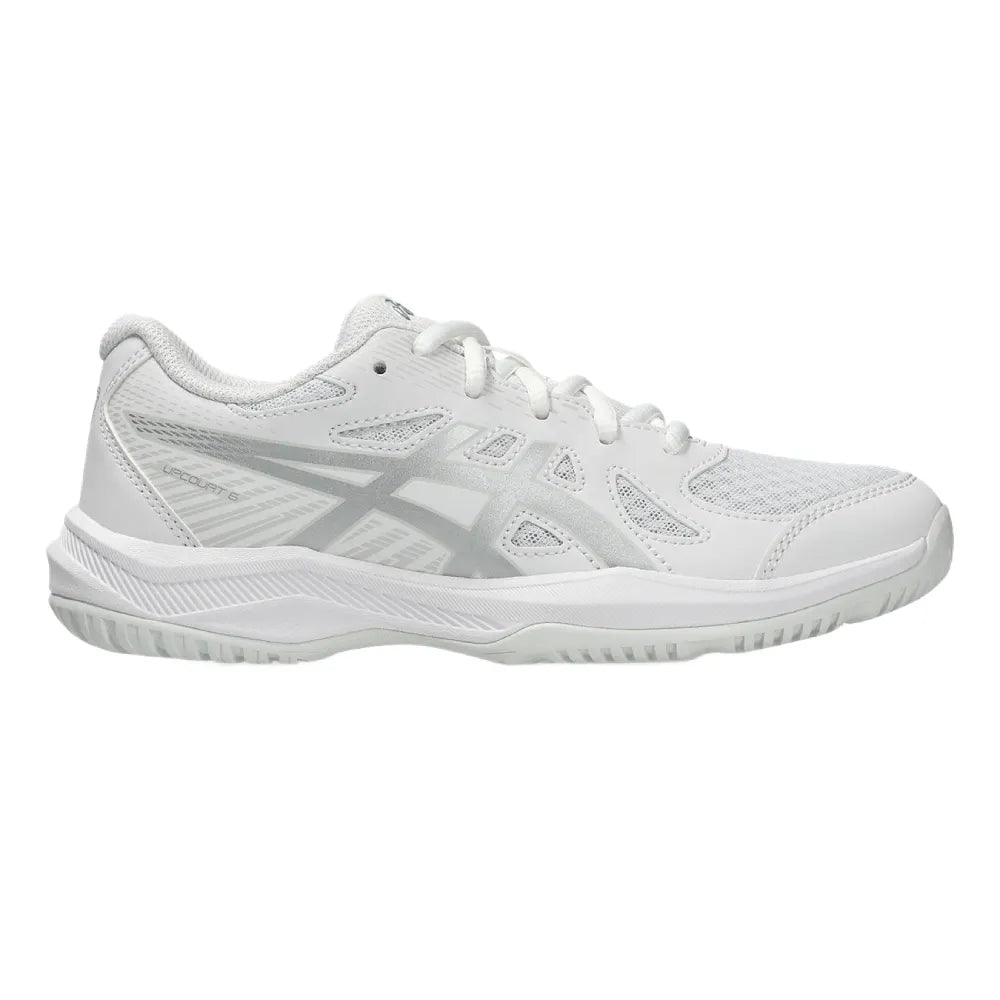 Asics Upcourt 6 GS Junior Indoor Court Shoe (White/Pure Silver) - RacquetGuys.ca