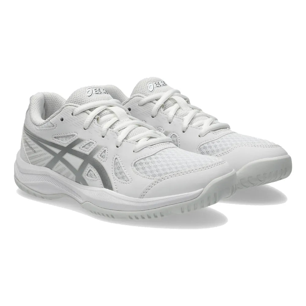 Asics Upcourt 6 GS Junior Indoor Court Shoe (White/Pure Silver) - RacquetGuys.ca