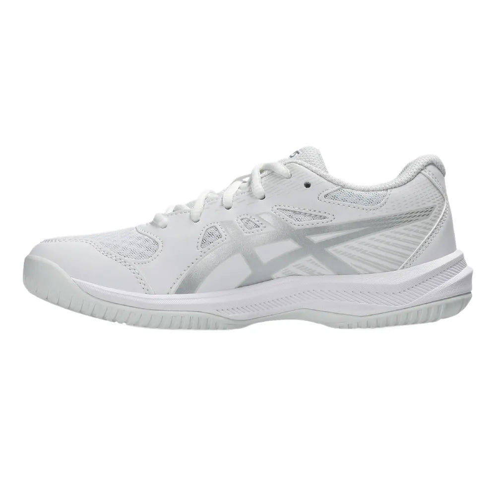 Asics Upcourt 6 GS Junior Indoor Court Shoe (White/Pure Silver) - RacquetGuys.ca