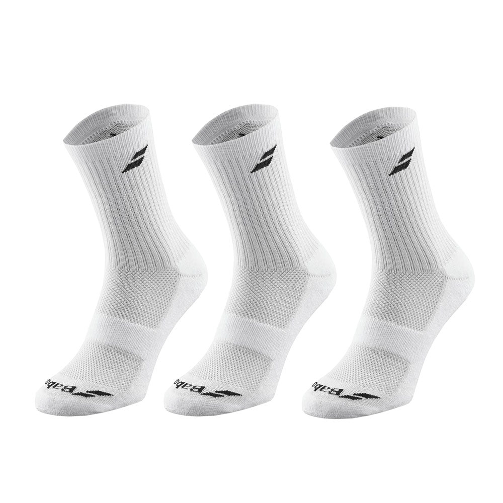 Babolat Unisex Socks 3 Pack (White) - RacquetGuys.ca