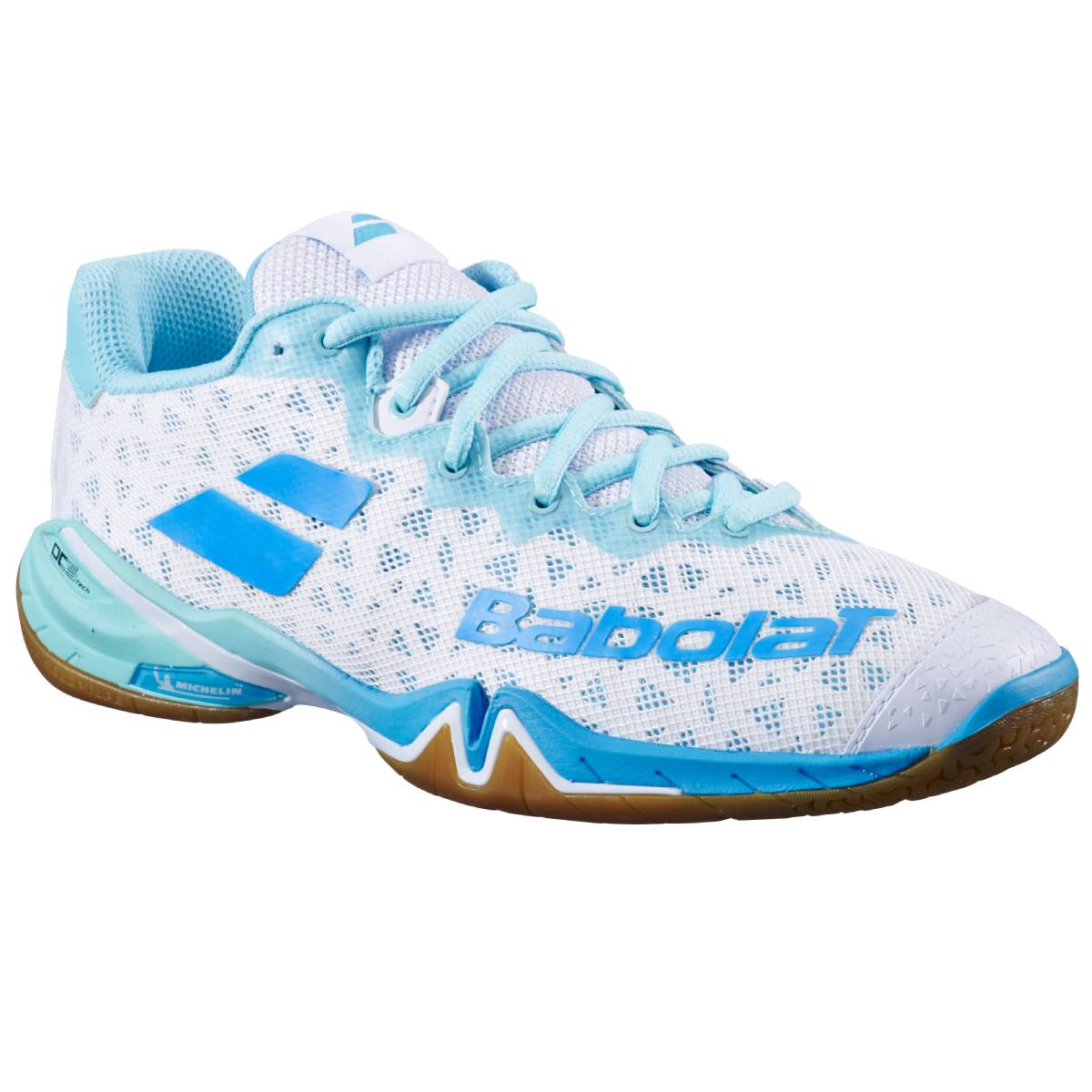 Babolat Shadow Tour 4 Women's Indoor Court Shoe (White/Lagoon) - RacquetGuys.ca