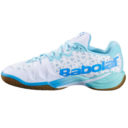 Babolat Shadow Tour 4 Women's Indoor Court Shoe (White/Lagoon) - RacquetGuys.ca