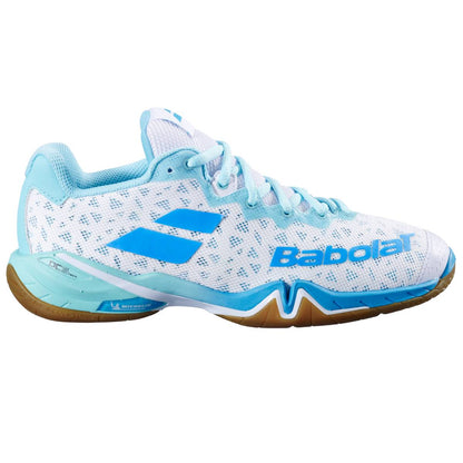 Babolat Shadow Tour 4 Women's Indoor Court Shoe (White/Lagoon) - RacquetGuys.ca