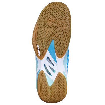 Babolat Shadow Tour 4 Women's Indoor Court Shoe (White/Lagoon) - RacquetGuys.ca