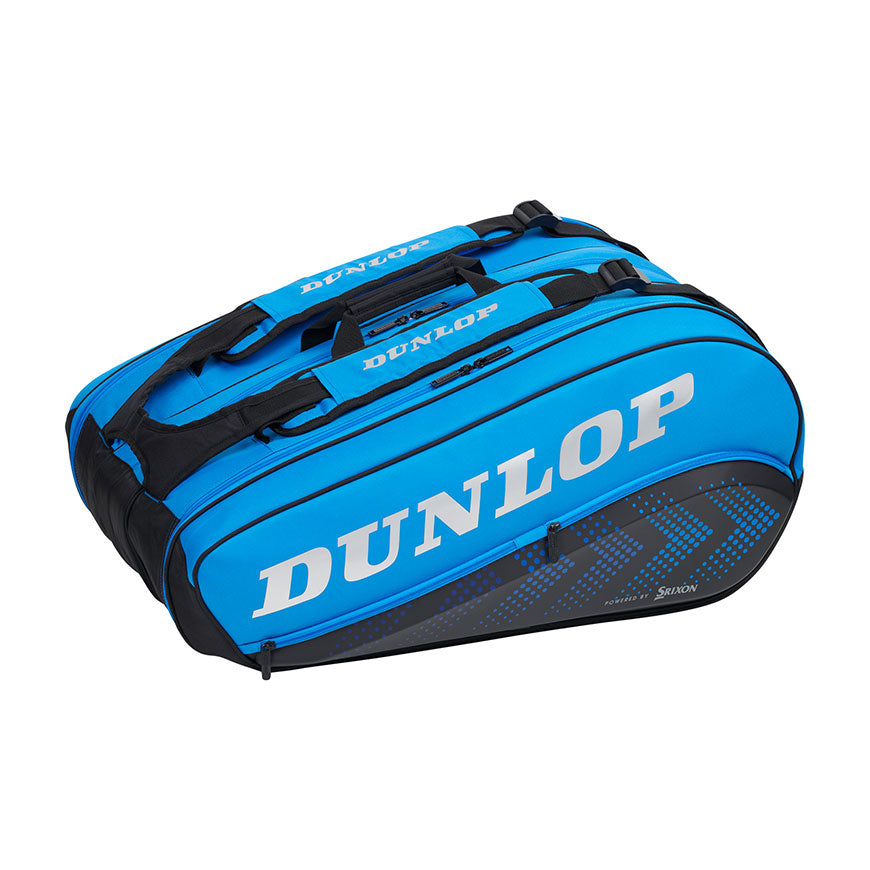 Dunlop FX Performance 12 Pack Racquet Bag (Black/Blue) - RacquetGuys.ca