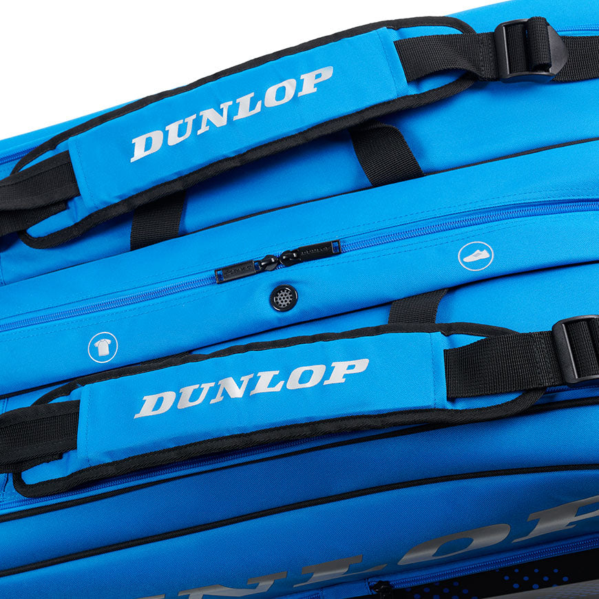 Dunlop FX Performance 12 Pack Racquet Bag (Black/Blue) - RacquetGuys.ca