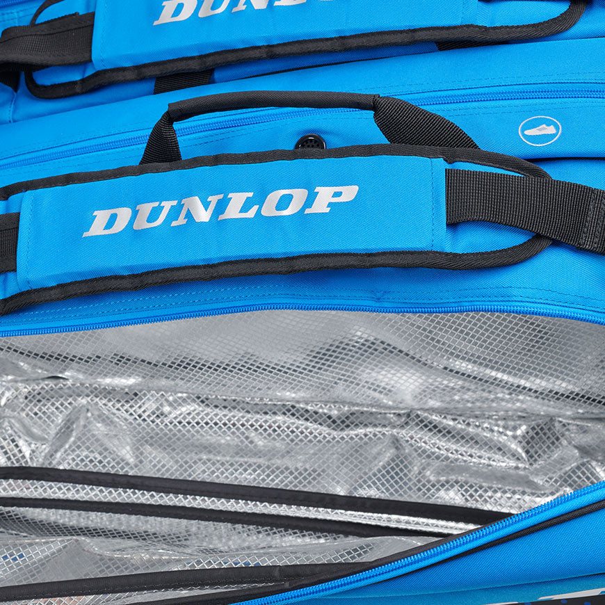 Dunlop FX Performance 12 Pack Racquet Bag (Black/Blue) - RacquetGuys.ca