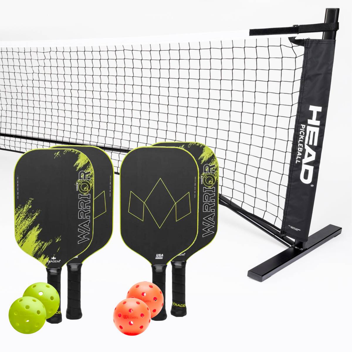 Diadem Warrior V2 4 Paddle + Net Pickleball Bundle - RacquetGuys.ca