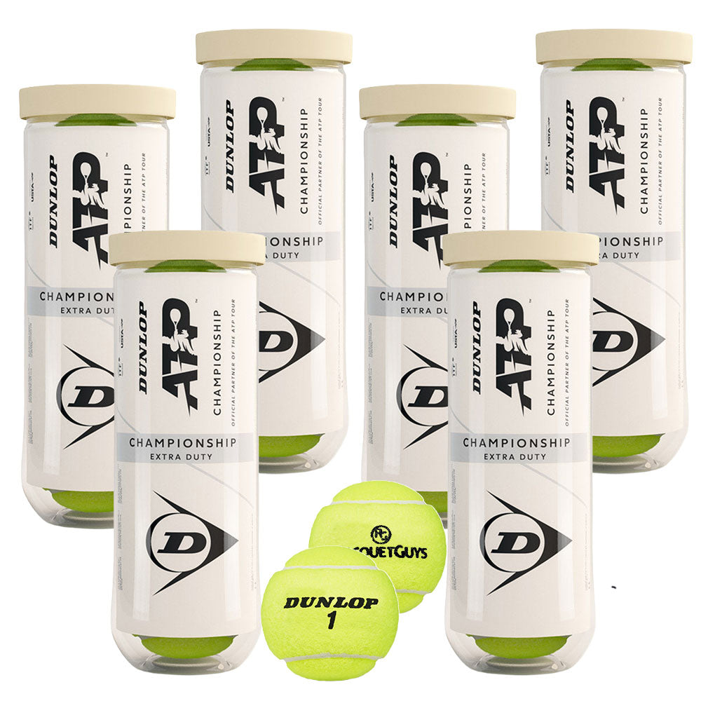 Dunlop ATP Championship Extra Duty Tennis Balls RG Logo 6 Can Pack - RacquetGuys.ca