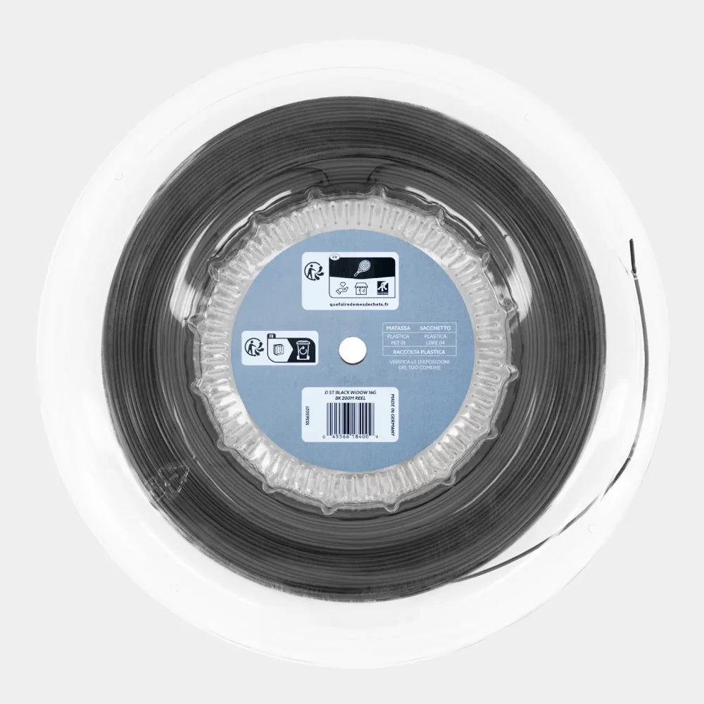 Dunlop Black Widow 16/1.31 Tennis String Reel (Black) - RacquetGuys.ca