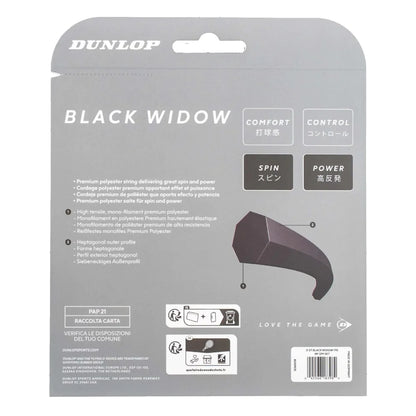 Dunlop Black Widow 17/1.25 Tennis String (Black) - RacquetGuys.ca